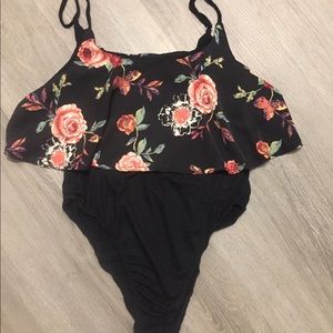 Black Floral One Piece
